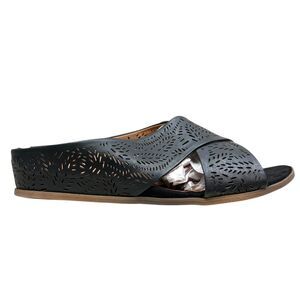 Sole Bound BareTraps Women Dafni Sandals Black Perforated Leather Slip On Sz 11M
